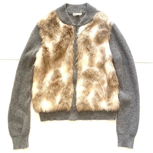 Crewcuts Faux Fur Front Zipper Cardigan Jacket *Flaw - Picture 1 of 14